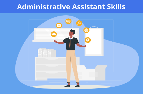 assistant administratif à votre bureau montrant les compétences d'assistant administratif que vous avez énumérées sur votre CV